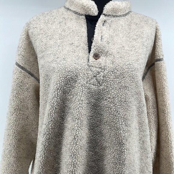 CACHE creek neutral fuzzy Sherpa like jacket pullover oatmeal cottage relaxed sm - Picture 4 of 10